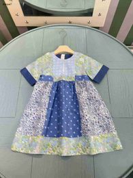 Top baby skirt Multiple print splicing designs Princess dress Size 100-160 CM kids designer clothes summer girls partydress 24April