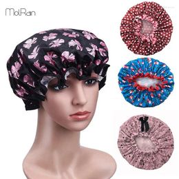 Towel Fashion 4 Colors Hair Bathroom Caps Waterproof Printed Spa Cap Head Towels High Quality Elastic Women Bath