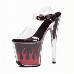 Rncksi sexy hot 20cm sandals waterproof platform with flame performance clothing matching shoes dance women's summer shoes