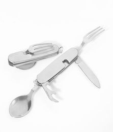 Outdoor Multifunctional Folding Tableware Cutlery Detachable Spoon Table Knife Fork Bottle Opener Portable Camping Dinnerware Comb6195614