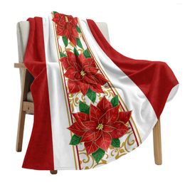 Blankets Christmas Winter Poinsettia Flowers Throw Blanket Soft Plush Warm Sofa Holiday Gifts