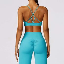Lu Sport Bra Lemon LL 2024 Sexy Women Workout Cross Back Sports Crop Tops Gym Fiess Clothes Sportswear Yoga Bra Woman Tank Tops Vest