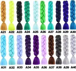 Single Ombre Color Multi-colour Green Pink Synthetic Hair Extension Twist Jumbo Braiding Kanekalon Hair Bulks Dreadlock Dropshipping