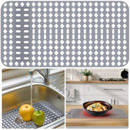 Table Mats Silicone Drain Pad Sink Protector Heat Resistant Kitchen Hollow Liner Non Slip DIY Cuttable Mat Countertop