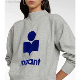 Isabel Marant Designer Pullover Sweatshirt Flocking Print Half High Collar Long Sleeve for Women Fashion Hoodies D5