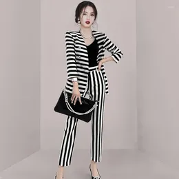 Casual Dresses Q-W Ns Ladies Japanese Streetwearrsvppap Officials Store 2024 Autumn Elegant Slim Double-Breasted Striped Suit Fashion Wa