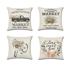 Special For New Spring Pillow Cover Flower Bicycle Truck Farm Theme Digital Printing Household Linen Popular Style Pillow Case XD22240475