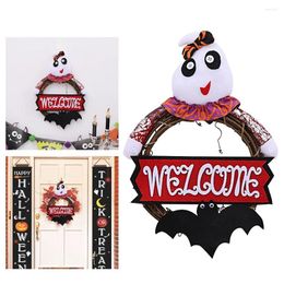 Decorative Flowers Halloween Wreath Wall Door Hanging Ornament Garland For Porch Hallway Home (Ghost Wreath)