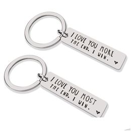 Party Favor Wholesale Couples Keychain Stainless Steel Key Holders I Love You Most More Creative Keyrings Keychains Lanyards Drop De Dhnft