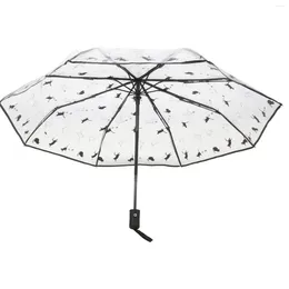 Umbrellas Transparent Folding Umbrella Compact Travel Lightweight For Backpack Small Iron Foldable Handbag