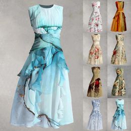 Casual Dresses Women Summer Sleeveless Maxi Cute Floral Long Dress Wedding Guest 2024 Sleeve