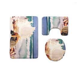 Bath Mats 3pcs Microfiber Bathroom Carpets Set Absorbent Lid Toilet Seat Cover Anti-slip Floor Rugs