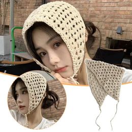Hair Accessories Spring Summer Knitted Triangle Headband Handmade Crochet Towel Headscarf Style Hat French Little Pastoral S7P4