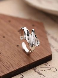Cluster Rings Factory Sterling 925 Silver "Irregular Lava" Ring For Men And Women With Simple Colour Personality Cool Style