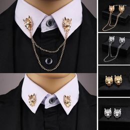 Brooches Man Suit Shirt Collar Tassel Chain Lapel Pin Brooch Dragon Badge Retro Pins Wedding Dress Party Dance Neckware Accessories