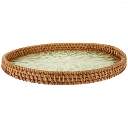 Plates Decor Bread Baskets Serving Tray Storage Fruit Round Woven Trays Coffee Table Bamboo Kitchen