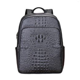 Backpack 2024 Fashion Genuine Leather Men Backpacks Alligator Real Student Large Computer Laptop Bag