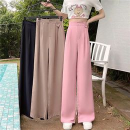 Women's Pants 2024 Spring Summer Pink Wide-Leg Women High Waist Drooping Loose Sliming Straight Mopping Suit Trousers