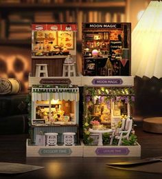 Architecture/DIY House Mini Miniature Doll House DIY Small House Kit Making Room Toys Home Bedroom Decorations With Furniture Wooden DollHouse QT085