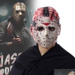 Party Masks Movie Jason Voorhees Terror Mask Ghost Festival Adt Latex Headgear Fl Face Helmet Halloween Cosplay Costume Accessorie D Dhqkf