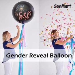 Party Decoration 1pc 36inch Boy Or Girl Balloon Gender Reveal Black Latex Ballon With Confetti Globos Baby Shower