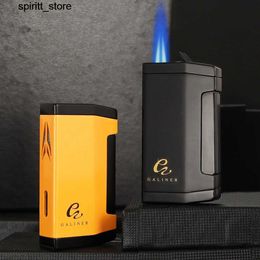 Lighters GALINER cigar torch lamp gas refillable butane 2 jet windproof cigarette lighter portable tool with punch cutter cigar lamp S24513 S24513 S24513