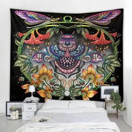 Tapestries Psychedelic animal print pattern tapestry wall Hanging Retro tropical plant background Bukavaii home decor