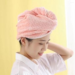 Towel Women Hair Drying Hat Water Absorption Caps Double Layer Thickened Coral Fleece Bath Bathroom Dry