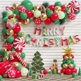 Party Decoration Christmas Balloon Garland Arch Green Red Gold Candy Cone Explosion Star Foil Balloons Home Year 2024 Decorati