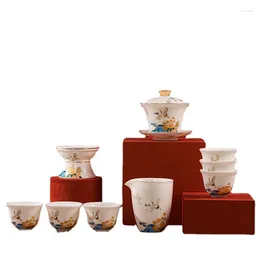 Teaware Sets Yangzhi Jade Tea Set Light Luxury Household Office Anniversary Business Gift