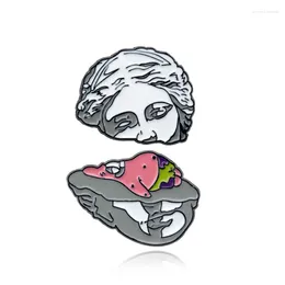 Brooches Creative Superstar And Sculpture Split Funny Alloy Brooch Badge Denim Jacket Fashion Trend Jewellery Men's Gift