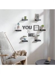 Decorative Plates Black Square Floating Wall Shelf Small Shelves With Invisible Mounting Brackets For Living Room Decor Home Decoration Gift