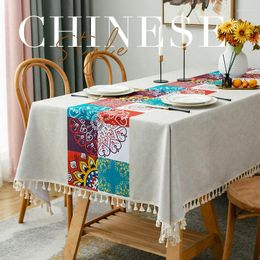 Table Cloth Twrus With Chinese -style Print Waterproof Oil Resistant And Washing -free Coffee Tablecloth Mat