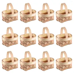 Gift Wrap Basket Mini Baskets Woven Wicker Tiny Chip Easter Candy Gifts Crafts Handle Case Handmade Favours Miniature Craft Favour Wood