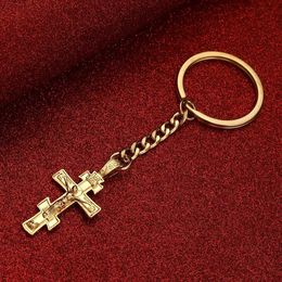 Keychains Lanyards Charm Cross Pendant Necklace Keychain Christianity Catholicism Orthodox Religion Jewellery Y240510