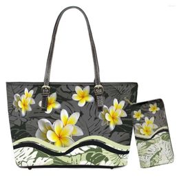 Shoulder Bags FORUDESIGNS Fashion Women Totes Bag Hawaii Plumeria Print Lady Casual Beach Large Capacity Sac A Main Soft Bolosa