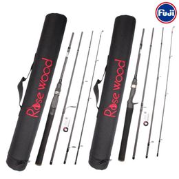 Rosewood Fuji Fishing Rod 4 Pieces Travel Protable High Carbon Casting Spinning Rods Pole With Tube Fishing Tackle3543407