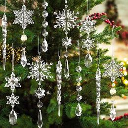 Decorative Figurines 20pcs Acrylic Christmas Snowflake Pendant Fake Icicle Drop Xmas Tree Hanging Ornaments Year Party Decoration