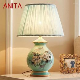 Table Lamps ANITA Ceramic Lamp LED Luxury Modern Creative Flower Pattern Desk Lights For Home Living Room Bedroom Bedside