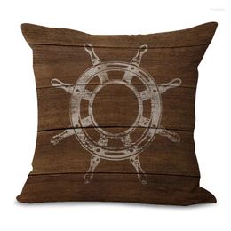 Pillow Retro Mediterranean Style Cover Anchor Boat Ocean Marine Linen Throw Case Home Decorative Pillowcase