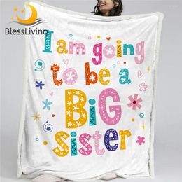 Blankets BlessLiving To Be Big Sister Bed Blanket Cartoon Sherpa Cute Floral Fluffy Comfortable Flower Cobertor Dropship