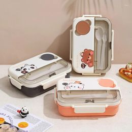 Dinnerware Four-compartment Lunch Box Student Containers With Tableware Microwave Heating Work Portable Easy-to-clean Bento