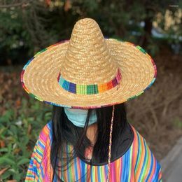 Berets Sunscreen Mexican Beach Hat High Quality 14cm/22cm/35cm/43cm Unisex Drawstring Cap Fishing Straw Men Women Outdoor