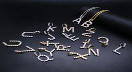 Hip hop iced out Custom Name Letter Pendant Necklaces Zircon Alphabet Charm pendants necklace Hiphop jewelry3205452