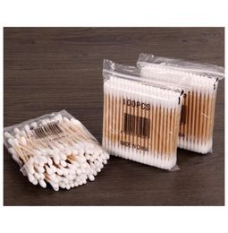Whole 10Pack Women Beauty Makeup Cotton Swab Double Head Cotton Buds Make Up Wood Sticks Nose Ears Cleaning Cosmetics Health 8881249