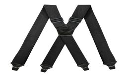 Heavy Duty Work Suspenders for Men 38cm Wide XBack with 4 Plastic Gripper Clasps Adjustable Elastic Trouser Pants BracesBlack 22054088207