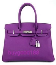 AAbirdkin Delicate Luxury Designer Totes Bag 30 Sea Purple Leather Handbag Hardware Women's Handbag Crossbody Bag