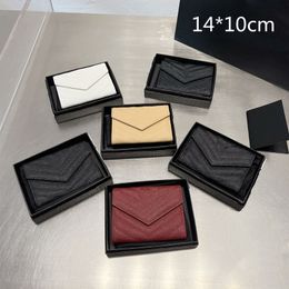 Mini designer wallet square short wallets purses Real Leather card holder luxury coin purse Zig Zag Pattern Pleated Clutch Bags for women men Top