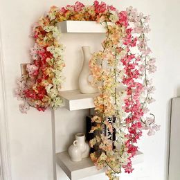 Decorative Flowers 2.3M Cherry Blossom Rattan Wedding Accessories Arch Decoration Vine Artificial Home Decor DIY Silk Lvy Garland Wreath