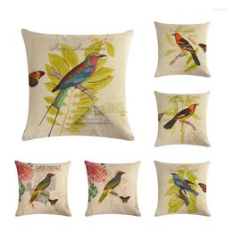 Pillow 45 45cm Bird Style Printing S Cover Cotton And Linen Flower Seat Sofa Pillowcase For Living Room Bedroom ZY148
